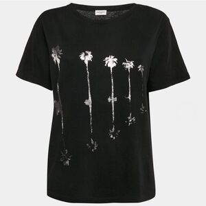 Saint Laurent | Palm Tree Metallic Printed Jersey Tee | Mens | Size Medium